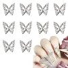 Xzeemo 10 Pcs Bijoux dOngles Papillon, 3D Alliage Strass Nail Charms, Décoration Ongles Nail Art, Luxe Bijoux Ongle en Métal