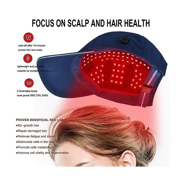 Capuchon de thérapie infrarouge for cheveux revitalisez votre corps avec un capuchon de lumière rouge 3 en 1 160 LED, 630 nm,