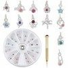 OLYCRAFT 24Pcs Dangle Nail Art Accessoires Anneaux de Bijoux pour Ongles avec Outil de Perçage des Ongles Perceuse à Ongles A