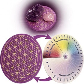 Vibratis Fleur de Vie en Bois pour Recharger Les Pierres & Pendules Divinatoires + Échelle de Bovis pour Calculer Le Taux Vib