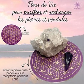 Vibratis Fleur de Vie en Bois pour Recharger Les Pierres & Pendules Divinatoires + Échelle de Bovis pour Calculer Le Taux Vib
