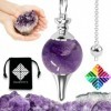 Pendule divinatoire de Radiesthésie en AMETHYSTE – Pendule Sephoroton en Pierre d’Améthyste Naturelle – 14 GR [𝐆𝐀𝐑𝐀𝐍𝐓𝐈𝐄 𝐀 𝐕𝐈𝐄