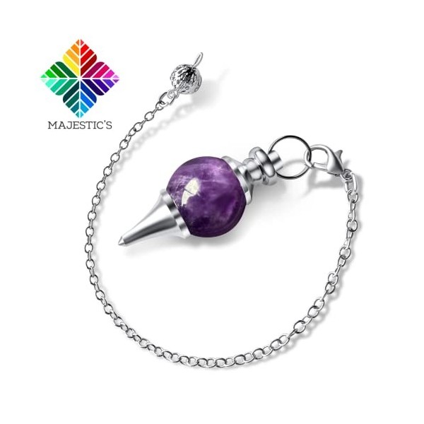 Pendule divinatoire de Radiesthésie en AMETHYSTE – Pendule Sephoroton en Pierre d’Améthyste Naturelle – 14 GR [𝐆𝐀𝐑𝐀𝐍𝐓𝐈𝐄 𝐀 𝐕𝐈𝐄