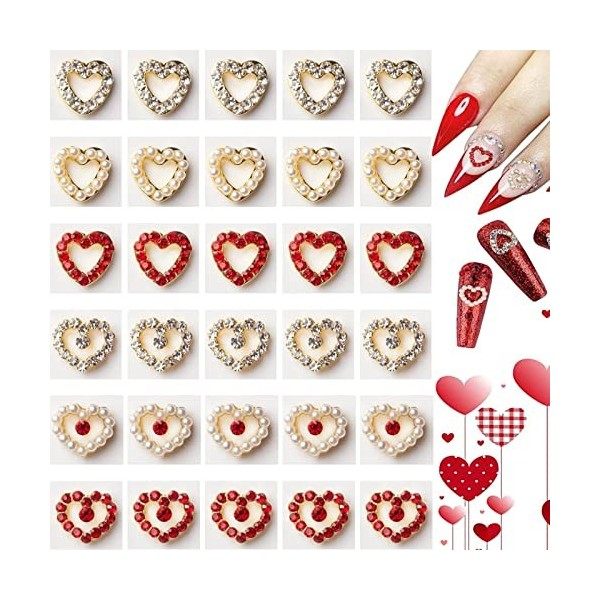 RUNRAYAY Lot de 36 breloques 3D Cherry Nail Art, clous dongle élégants rouges et roses, diamants pour accessoires dongles, 