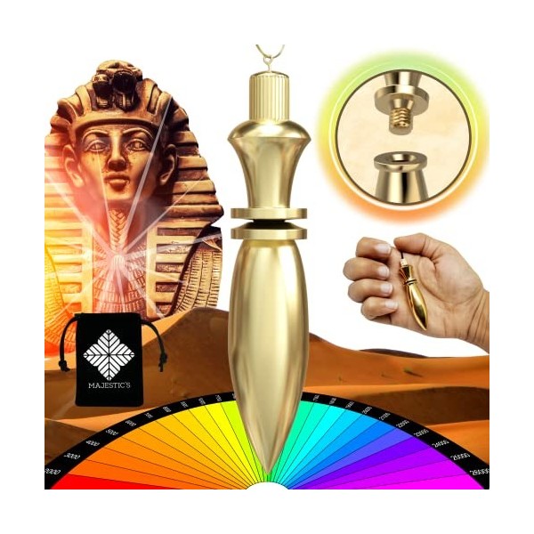 Pendule Divinatoire de Radiesthésie Egyptien THOT Deluxe en Laiton Doré 38 gr et sa Chaîne - Modèle DELUXE [GARANTIE A VIE]