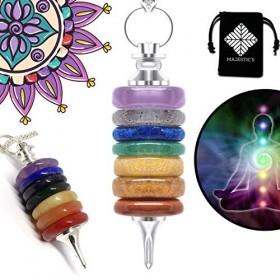 Pendule Divinatoire de Radiesthésie 7 Chakras en Pierres Naturelles : Quartz Améthyste Aventurine Jaspe – Pendule Sept Chakra