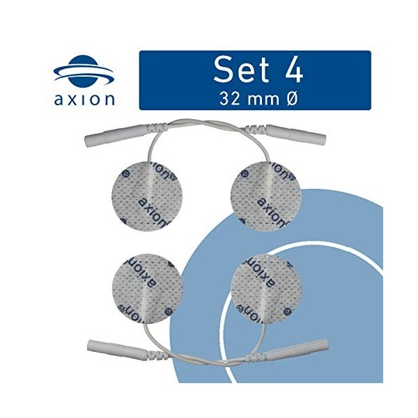 4 petites électrodes rondes de 32 mm de diamètre axion | Electrostimulateur TENS et EMS | Patchs adhésifs pour visage, pied, 