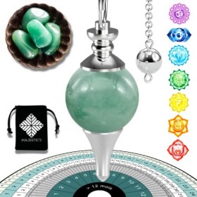 Pendule divinatoire de Radiesthésie en AVENTURINE VERTE – Pendule Sephoroton en Pierre d’Aventurine – 14 GR [Satisfait ou Rem