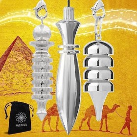 Pack 3 Pendule Divinatoire ÉGYPTIENS de Radiesthésie Goutte Argenté | Pendule de Radiesthésie Émetteurs Récepteurs Géobiolog