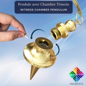 Pendule Divinatoire de Radiesthesie TROUVIER à Chambre TEMOIN en Laiton Doré – Le Pendule de Sourcier Géobiologue, Egyptien [
