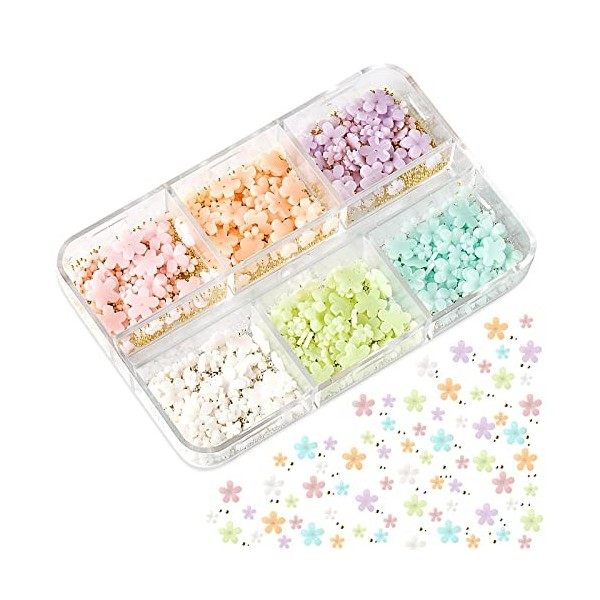 KINBOM 1000pcs Fleurs pour Ongles 3D Colorées avec Perles Acrylique 3D Fleur Ongle Nail Art Dos Plat Decoration Ongle Fleur p