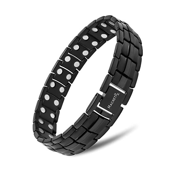 MagnetRX® Bracelet Magnétique Pour Homme - 48 Aimants Puissant 3500 GAUSS Par Aimant BijouAimanté Acier Inoxydable Ultra-Ré