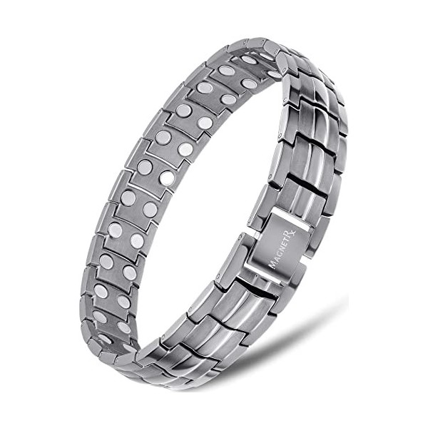 MagnetRX® Bracelet Magnétique Pour Homme - 48 Aimants Puissant 3500 GAUSS Par Aimant BijouAimanté Acier Inoxydable Ultra-Ré