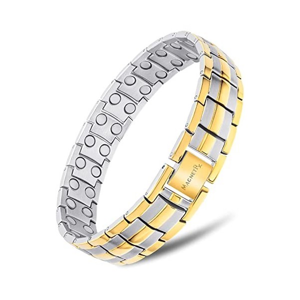 MagnetRX® Bracelet Magnétique Pour Homme - 48 Aimants Puissant 3500 GAUSS Par Aimant BijouAimanté Acier Inoxydable Ultra-Ré