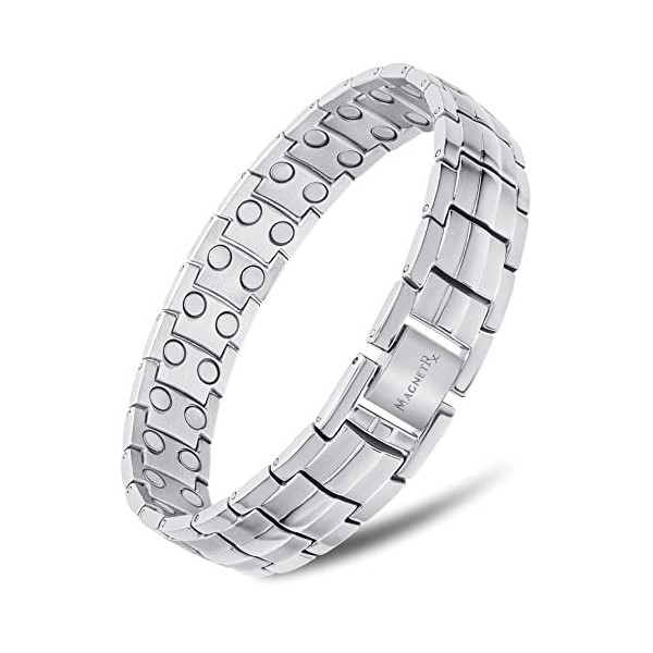 MagnetRX® Bracelet Magnétique Pour Homme - 48 Aimants Puissant 3500 GAUSS Par Aimant BijouAimanté Acier Inoxydable Ultra-Ré