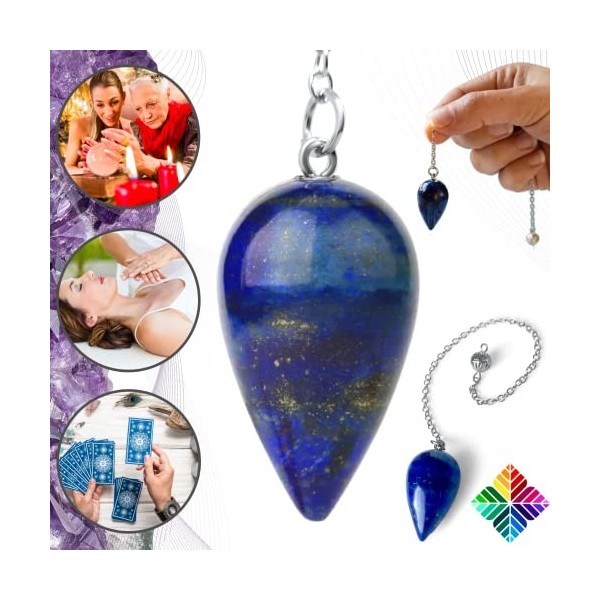 Pendule Divinatoire de Radiesthesie GOUTTE d’EAU en LAPIS LAZULI, Pendule Lapis-Lazuli – Universel [𝐆𝐀𝐑𝐀𝐍𝐓𝐈𝐄 𝐀 𝐕𝐈𝐄]