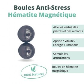 AIMANTIX - 2 Boules Anti-stress Magnétiques en Hématite - Apporte Énergie et Apaisement - Allie Les vertus des Minéraux et de