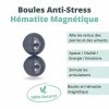 AIMANTIX - 2 Boules Anti-stress Magnétiques en Hématite - Apporte Énergie et Apaisement - Allie Les vertus des Minéraux et de