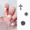 WakiHong 60 PCS Daccessoires pour Ongles Vintage Punk Croix Nail Art Charms en Métal pour Manucure Nail Art DIY Accessoires 