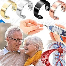 4pcs anneau magnétique de contrôle de la glycémie, anneaux magnétiques en cuivre ouvrant réglable, anneau magnétique élégant