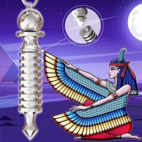 Pendule Egyptien Divinatoire de Radiesthésie ISIS GRAND FORMAT 9 spirales en Laiton Argenté 34 gr – Pendule TEMOIN Voyanc
