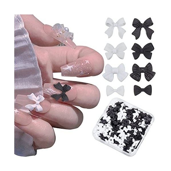 NICENEEDED 3D Charmes DOngles en Résine Acrylique Mignons, Nail Art Arcs Ours Perle Coeur Bijoux Ongles, Décorations DOngle