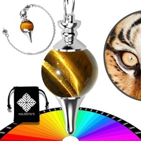 Pendule divinatoire de Radiesthésie en ŒIL DE TIGRE – Pendule Sephoroton en Pierre d’Œil de Tigre Naturelle – 14 GR [Satisfai