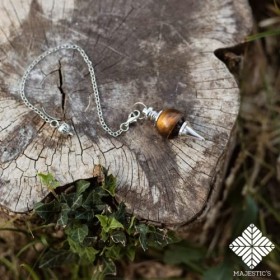 Pendule divinatoire de Radiesthésie en ŒIL DE TIGRE – Pendule Sephoroton en Pierre d’Œil de Tigre Naturelle – 14 GR [Satisfai