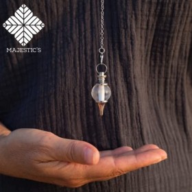 Pendule Cristal de Roche de LHIMALAYA – Pendule Divinatoire de Radiesthésie Sephoroton en Pierre Naturelle de Quartz Blanc –