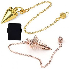 Pendule Divinatoire de Radiesthésie Cône,Yueser 2 Pièces Pendule en Cuivre Pointu Ésotérisme Radiesthésie Cône Pendulum pour 