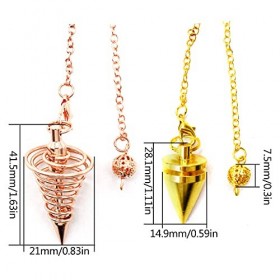Pendule Divinatoire de Radiesthésie Cône,Yueser 2 Pièces Pendule en Cuivre Pointu Ésotérisme Radiesthésie Cône Pendulum pour 