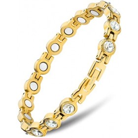 MagnetRX® Bracelet Pour Femme - Bijou Aimanté Acier Inoxydable Et Cristal Ultra-Résistant 16 Aimants Puissants 56000 GAUSS 