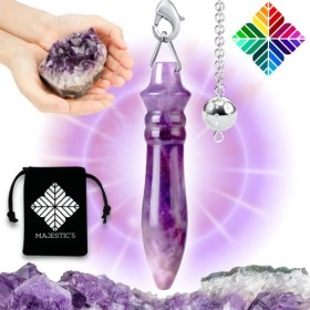 Pendule Egyptien THOT en AMETHYSTE - Pendule Divinatoire de Radiesthésie en Pierre Naturelle dAméthyste [𝐆𝐀𝐑𝐀𝐍𝐓𝐈𝐄 𝐀 𝐕𝐈𝐄]