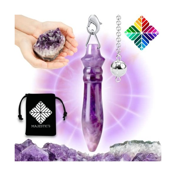 Pendule Egyptien THOT en AMETHYSTE - Pendule Divinatoire de Radiesthésie en Pierre Naturelle dAméthyste [𝐆𝐀𝐑𝐀𝐍𝐓𝐈𝐄 𝐀 𝐕𝐈𝐄]