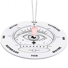 Planche à Pendule Babillard Métaphysique de Divination Radiesthésie Planche Sculpté en Bois avec un Collier Pendule de Radies