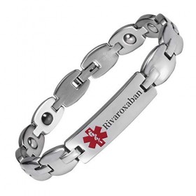YINOX Bracelet dalerte médicale pour Les Hommes Femmes en Acier Inoxydable personnalisé Rivaroxaban 
