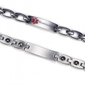 YINOX Bracelet dalerte médicale pour Les Hommes Femmes en Acier Inoxydable personnalisé Rivaroxaban 