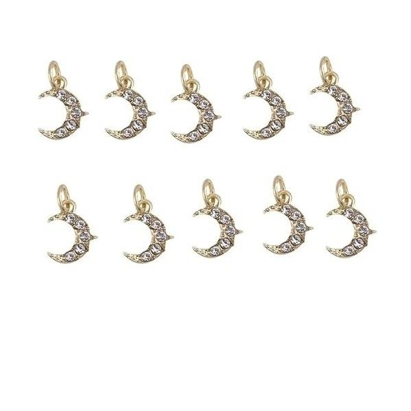 MINGSO 10 pièces Clair Creux balancent doré Ongles Breloques Piercing Bijoux avec Diamant Perle Concepteur Nail Arts Cerceau 