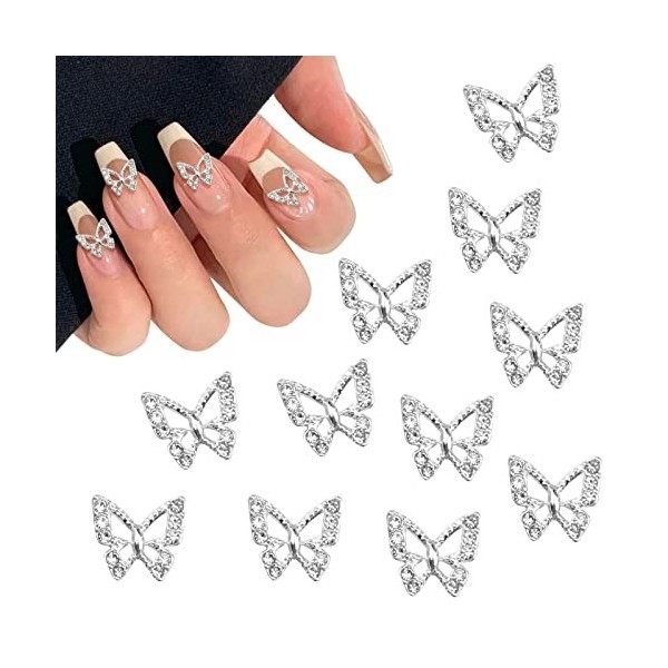 posionks 20 Pcs Charmes DOngle de Papillon Alliage Charme Nœud Papillon Nail Strass pour Nail Art Design Artisanat DIY