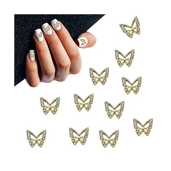 posionks 20 Pcs Charmes DOngle de Papillon Alliage Charme Nœud Papillon Nail Strass pour Nail Art Design Artisanat DIY