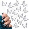 30pcs Bijoux Ongles 3D, Alliage Strass Ongles Papillon Creux Décoration Papillon pour Ongles Conception de Manucure Bricolage