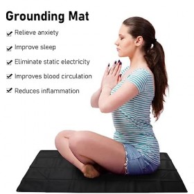 Tapis de Mise à la Terre Ultra Grand, Tapis de Mise à la Terre en Cuir PU avec Cordon de 16,4 Pieds pour Réduire Lanxiété, A