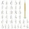 NICENEEDED Chiffres Alphabet 36Pcs Nail Charms Dangle Set, Alliage Lettre Strass Nail Piercing Charms avec des Outils de Perc