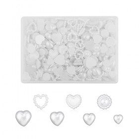 500pcs Breloques Ongles en Forme de Cour pour Ongles en Acrylique, Blanc Deco Ongle Nail Art 3D Plates Cour Tournesol Perles 