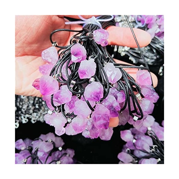 DOUPE Solde dénergie Spirit Stone 1 Pendentif en Cristal de Cristal de Quartz daméthyste brésilien Naturel pour la Relaxati