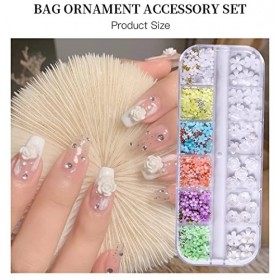 2 Boîtes 3D Fleur Nail Art, Résine Pétale Acrylique Nail Art Ornement Or et Argent Perles Mixte DIY Bijoux Nail Design Access