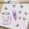 100pcs Breloques Ongles Papillon 3D, Alliage Decoration Ongles Nail Art Papillon Creux Papillon 3D pour Ongles Décoration Con