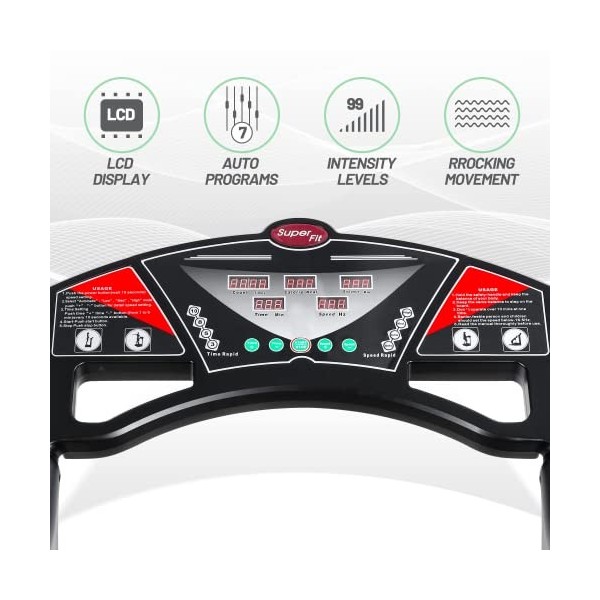 PANSHUN Vibrationsplatten-Trainingsgerät, Ganzkörpertraining, supergroße Vibrationsplattform unterstützt 181,4 kg avec bande 