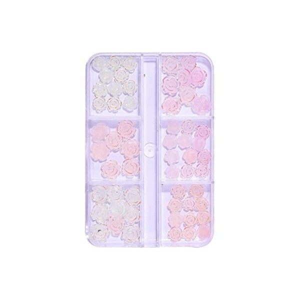 LICHENGTAI Flower Nail Art Charms, 3D Ornements de Fleurs à Cinq Pétales Gemmes à Ongles pour Nail Décor, Strass à Ongles Bri