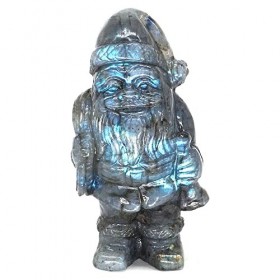DOUPE Crystal de guérison Chanceux 5,2 Pouces Santa Claus Statue Naturel Gem Cristal Cristal Main Sculpté Pierre de guérison 